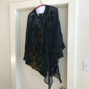 Sheer and black velvet poncho-style evening drape by Allie Coosh